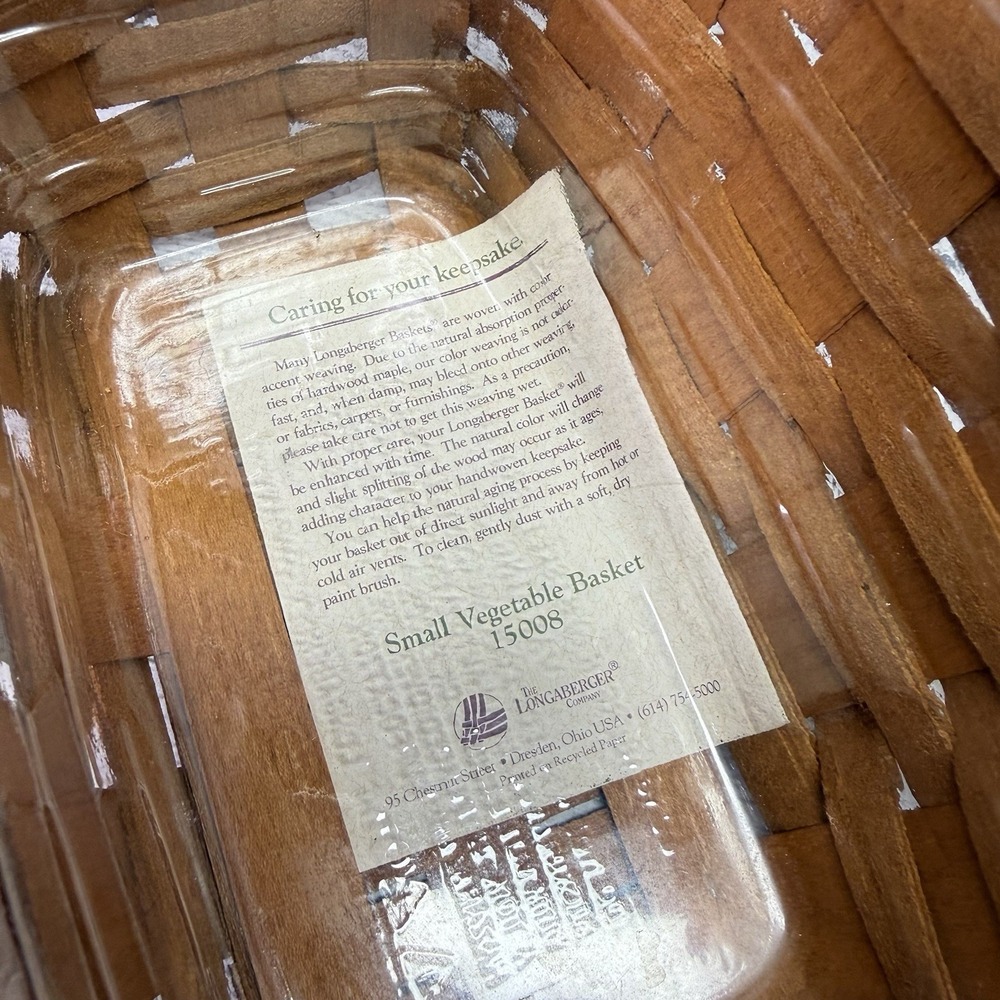 Longaberger 1994 Small Vegetable Basket - Basket and Protector - Picture 7 of 12